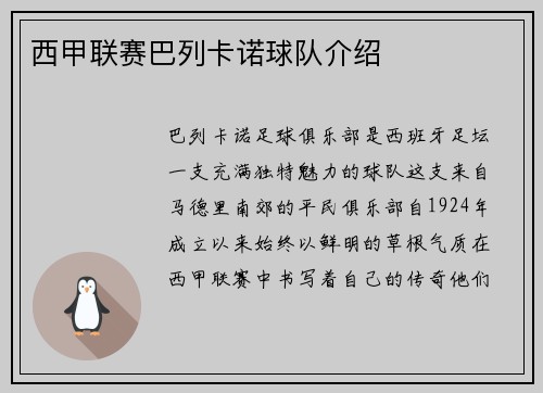 西甲联赛巴列卡诺球队介绍
